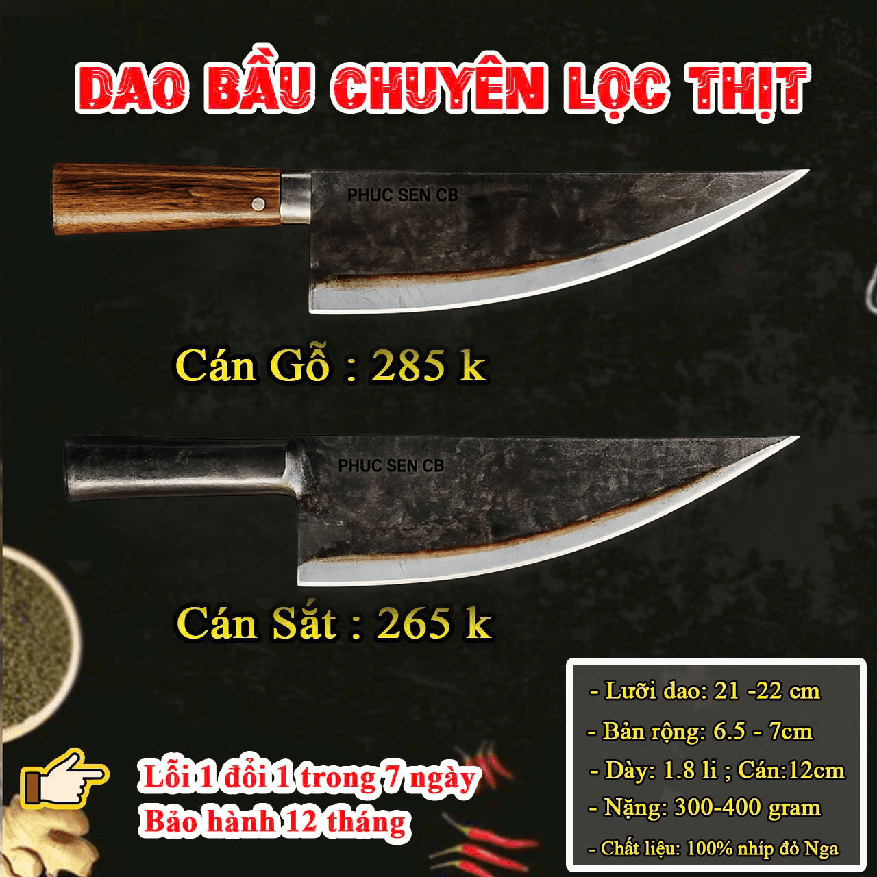 Dao Bầu Thái - Lọc Thị - 100% Nhíp Đỏ Nga